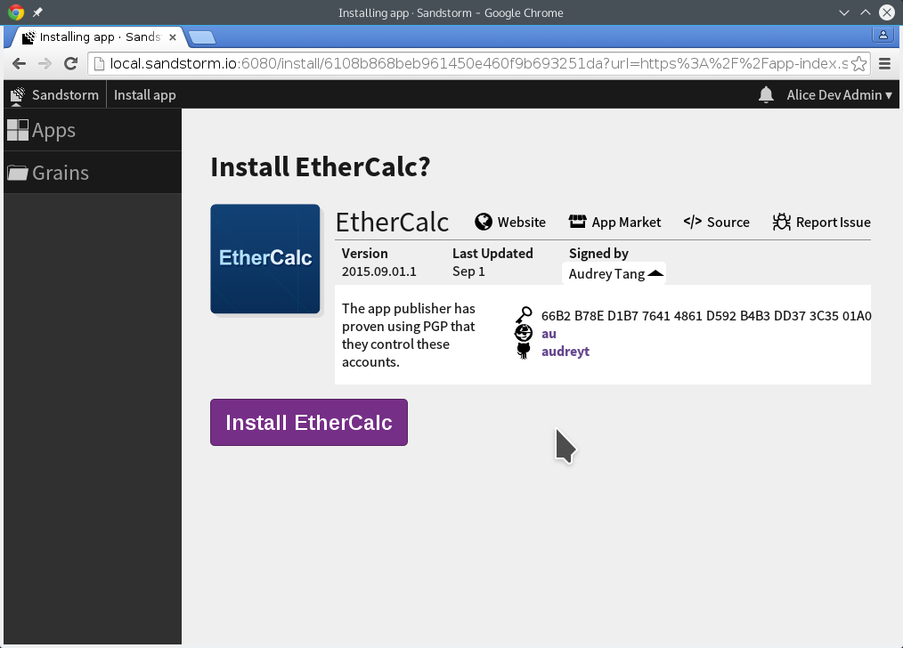 Installing EtherCalc